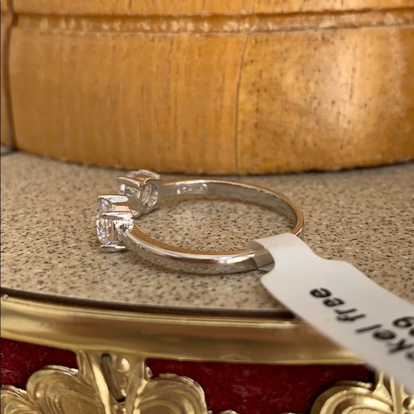 Sterling Silver Cuff Cubic zirconia Ring Band - Picture 7 of 8